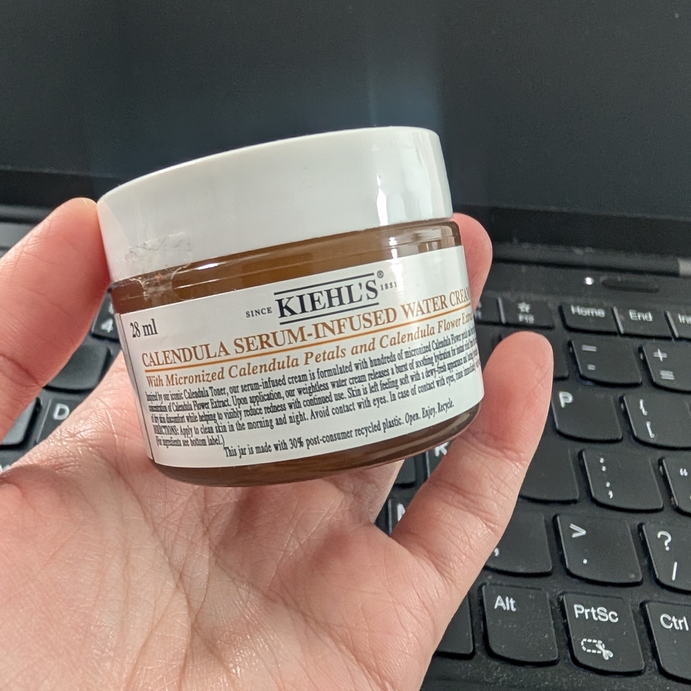 Kiehl's Calendula Serum-Infused Water Cream — Brown & White Jar